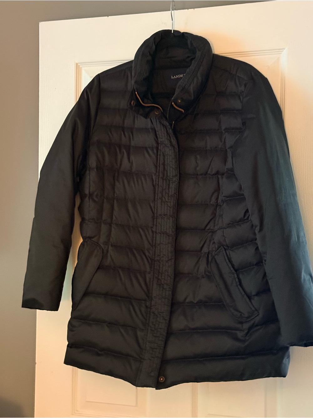 Lands' End Women's Black Quilted Packable Down Jacket